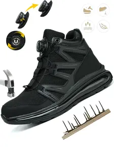 Men's Casual Slip on Safety Boots Shoe, Fashionable Low Top Air Cushion Soft Sole Work Shoes, Comfortable Breathable Non-slip Shoes for Daily Wear Work Protective Shoes