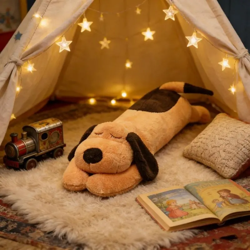 Dog Body Pillow Stuffed Large Dog Stuffed Animal Body Pillow, Soft Hugging Plushy Toy Cuddly Sofa Cushion Home Decor Birthday Gift for Girls Kids Teens Adults (23.6 Inch,Brown)