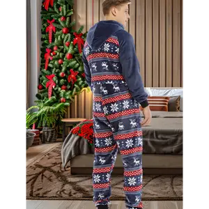 [One Plush Fleece Onesie] Mens Plush Fleece Onesie, Printed Men's Novelty One-Piece Pajamas, Mens Christmas Onesie Pajamas, Adult Onesie