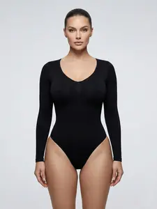 New Sexy Tight-Fitting One-Piece Shapewear Basic Long Sleeve Body Suit Casual Daily Wear Comfortable Everyday Womenswear Bodysuit
