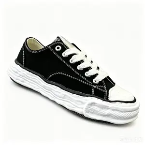 Men/Women's Casual Canvas Sneakers, Distressed Wavy Thick Sole Platform Shoes, Lace-Up Low Top Walking Shoes, Breathable Streetwear Style Shoes, All-Match Daily Footwear