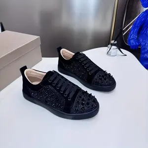 [Red-Bottomed Casual Shoes] Red-Bottomed Men's Shoes | Lace-Up, Round Toe, Low-Top Design, Synthetic Cover, TPU Sole for All-Day Comfort