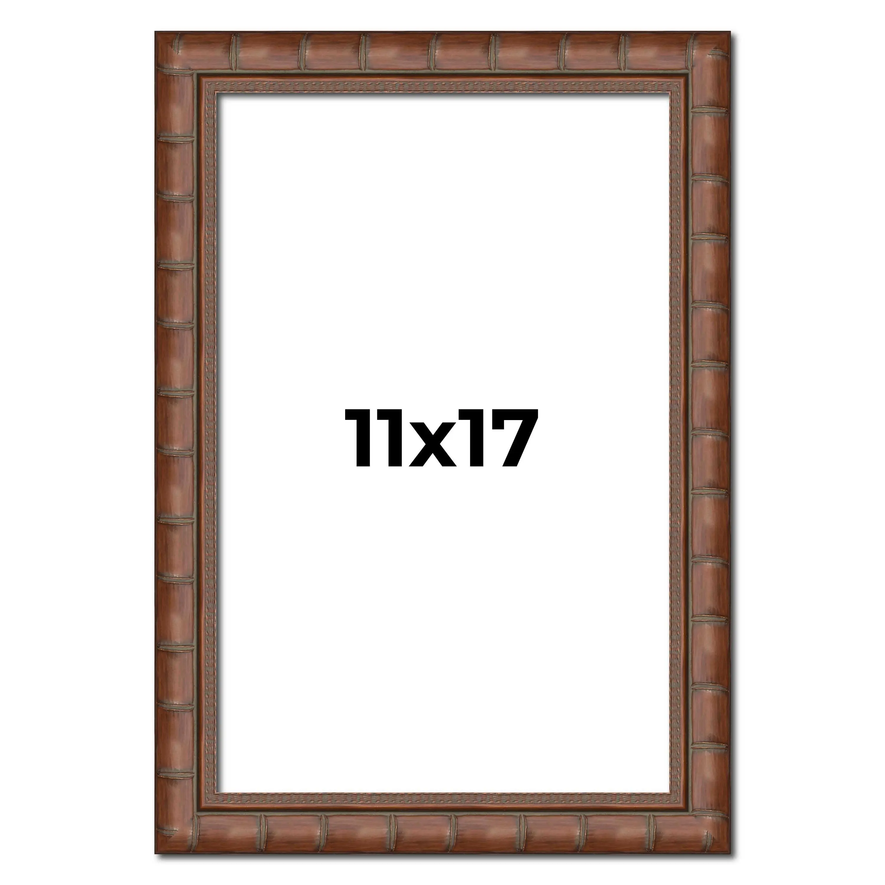 11x17 Brown Modern Bamboo Picture Frame - UV Acrylic, Foam Board Backing, Hanging Hardware