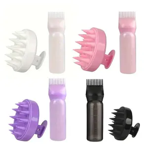 Silicone Hair Dye Bottle Set, Hair Dye Kit, 2 Counts/set Hair Dye Bottle & Head Massage Brush, Heatless Styling Tool for Home & Salon Use, Gift