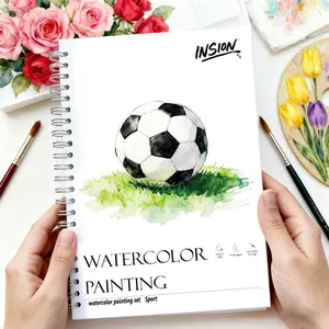 12 Sheets/ 1 Book, Watercolor practice album with Sports theme designed for beginners - featuring 12 elegant Sports illustrations, step-by-step instructions, and lay-flat pages, with watercolor paper, great gift for birthdays, festivals, Mother's Day