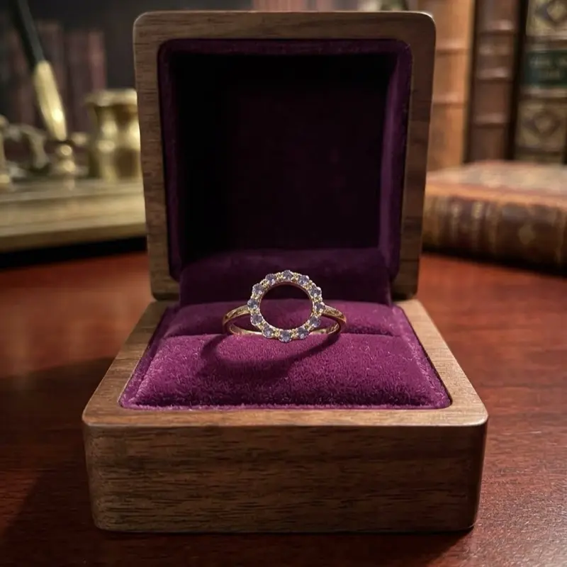 Open Circle Tanzanite Halo Ring, Fine Jewelry for Women
