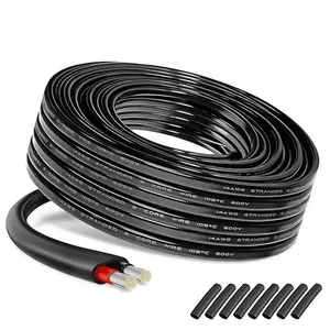 14 Gauge Oxygen Free Tinned Copper Electrical Wire, 100ft / 30m 14 AWG 2 Conductor Multi Strand OFC Pure Copper Wire with PVC Jacket, Flexible Wire for Automotive/Car/Home Theater/Lamp/Marine Cable