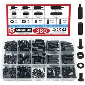 Aimunok Nylon Hex Bolt M3 Nut, Pcb Insulation for Electronic Devices, Hardware Fasteners, Durable and Reliable Fixing Solution，Black Insulating Nylon Column