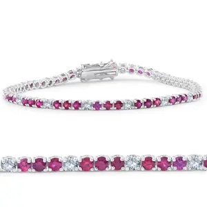3ct Ruby & Diamond Tennis Bracelet 14 KT White Gold