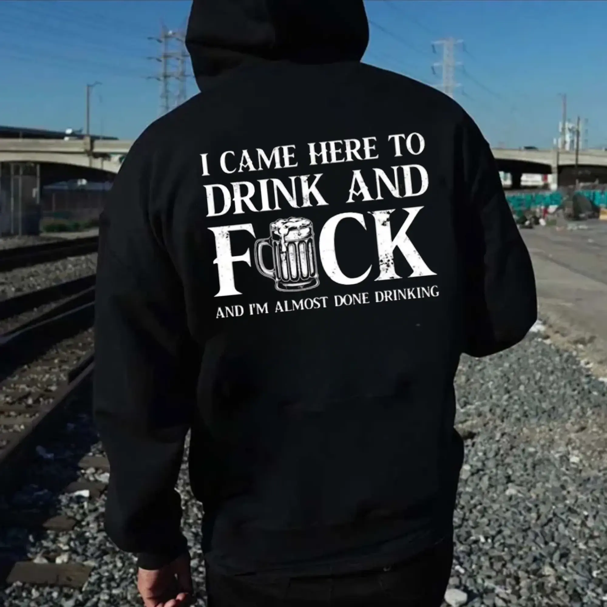 Men's Funny Drinking Graphic Hoodie, Casual Soft Cotton Pullover Sweatshirt with a Round Neck for Daily Wear, T-Shirt, Sweatshirts, Long Sleeve, Print, Menswear, Hoodie/Jumper