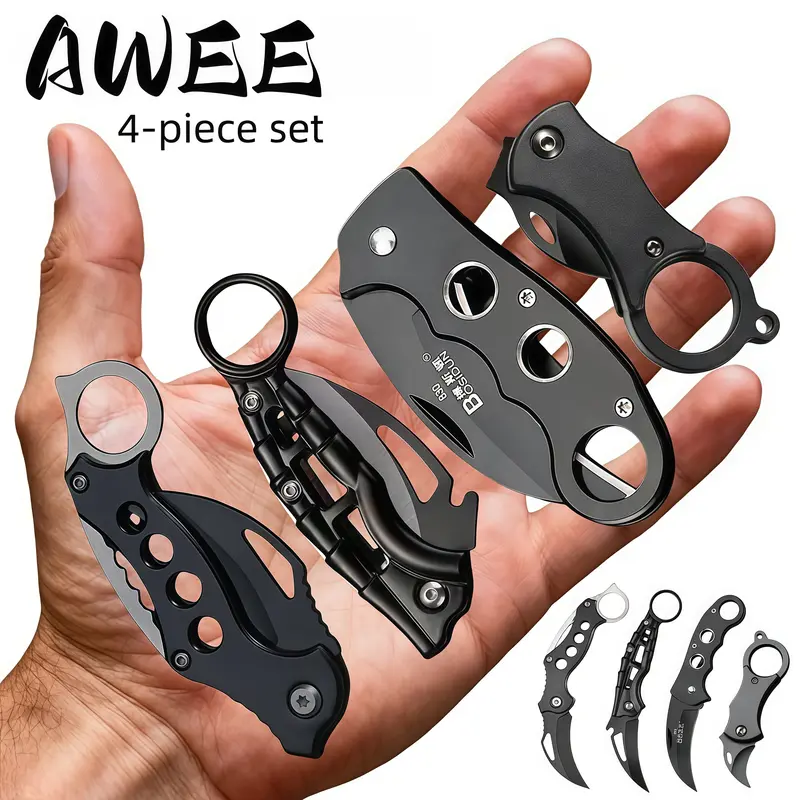 4PCS Lockless Eagle Claw Folding Knife Set | Multi-functional EDC Pocket Knife for Men | Portable Outdoor Camping Hunting Survival Tool