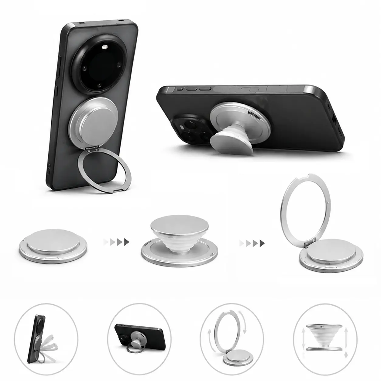 2026 2-in-1 Magnetic Airbag Phone Grip Base & FoldablePhone Stand,Thin & portable, Multi-Angle Reading &Travel Outdoor Friendly Phone Grip Stand,Supports horizontally and vertically, Suitable forIphone & Andriod most phones