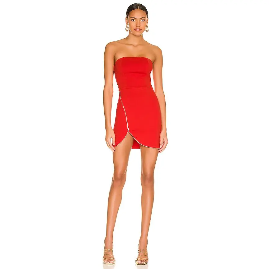 superdown Nylah Front Zip Dress in Red