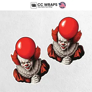 Pack of 2 Pennywise Stickers 3.5 Inch – Scary Halloween IT Clown Vinyl Decals