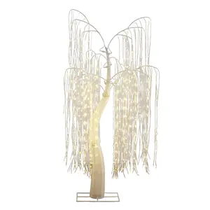 7' Pre-Lit Artificial White Willow Christmas Tree with 400 Cool White LED Light