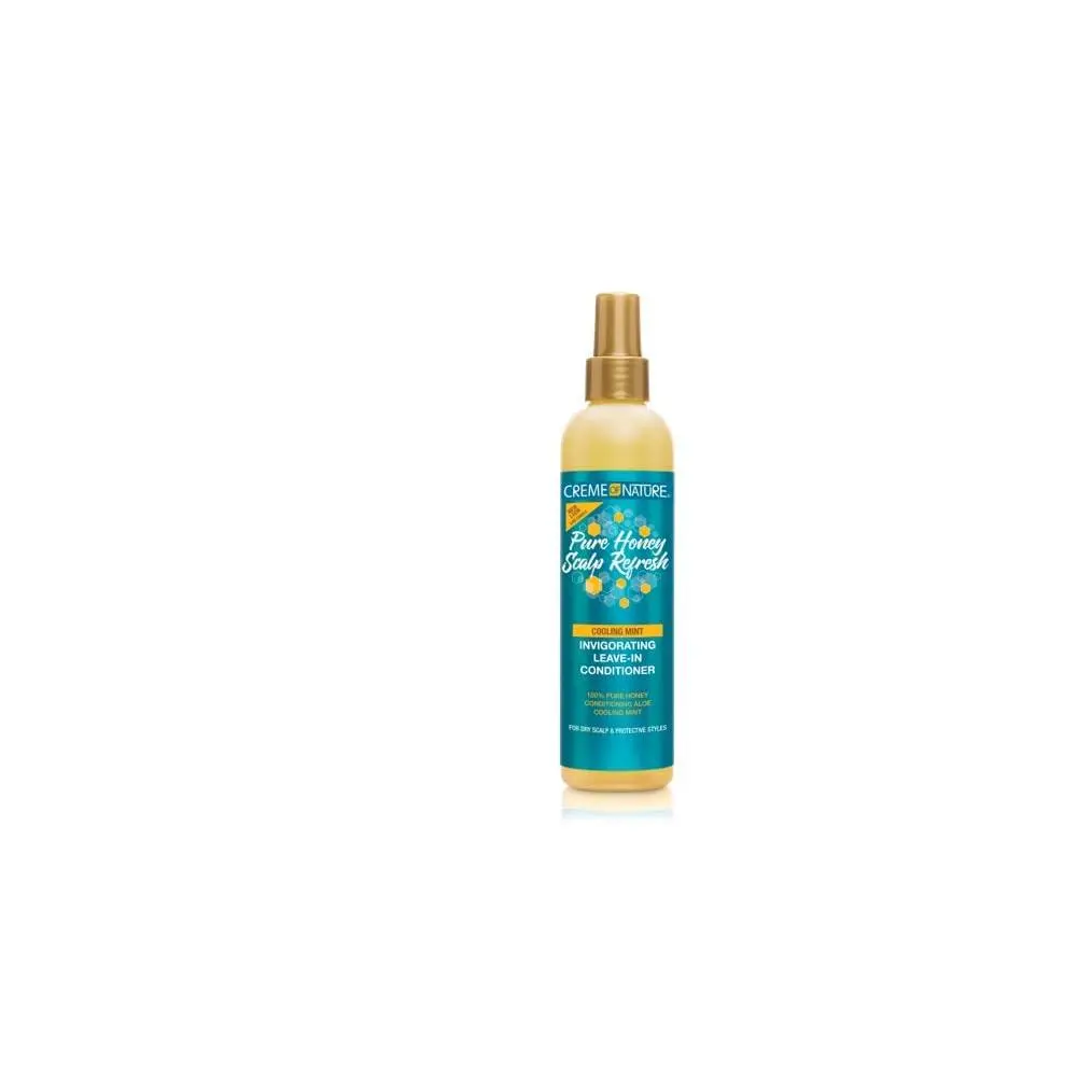 Creme of Nature Pure Honey Scalp Refresh Leave-In Spray, Detangling Conditioner with Aloe & Peppermint for Natural Curls & Protective Styles, 8 oz, Nourishing, Protective Styles For Natural Hair, Cruelty Free, Frizz Control, Adults, Spray On, Liquid, Hair