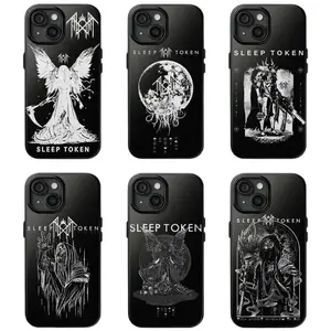 Trendy Dark Aesthetic Sleep Token Black & White Graphic Two-In-One Film Case - Durable, Shock-Absorbing, and Trendy Protection - for iPhone17 16, 15, 14, 13, 12 Plus, Pro, Max, and Samsung S25-22 Perfect Birthday Gift for Friends