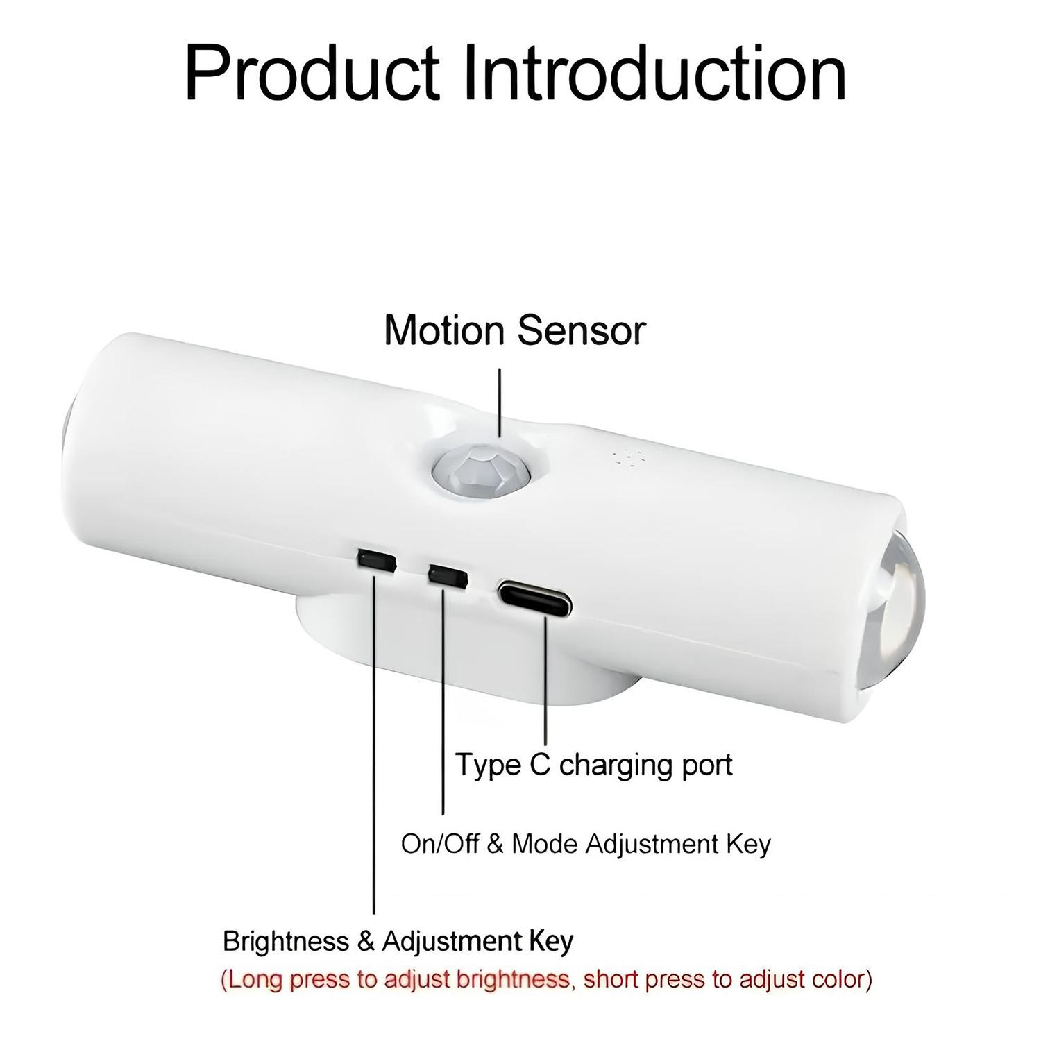 Smart Rechargeable LED Night Light with Motion Sensor | RGB Gradient Ambient Lighting, Dimmable Wall Lamp, Magnetic Stick-On, USB Charging, Perfect for Bedroom, Stairs