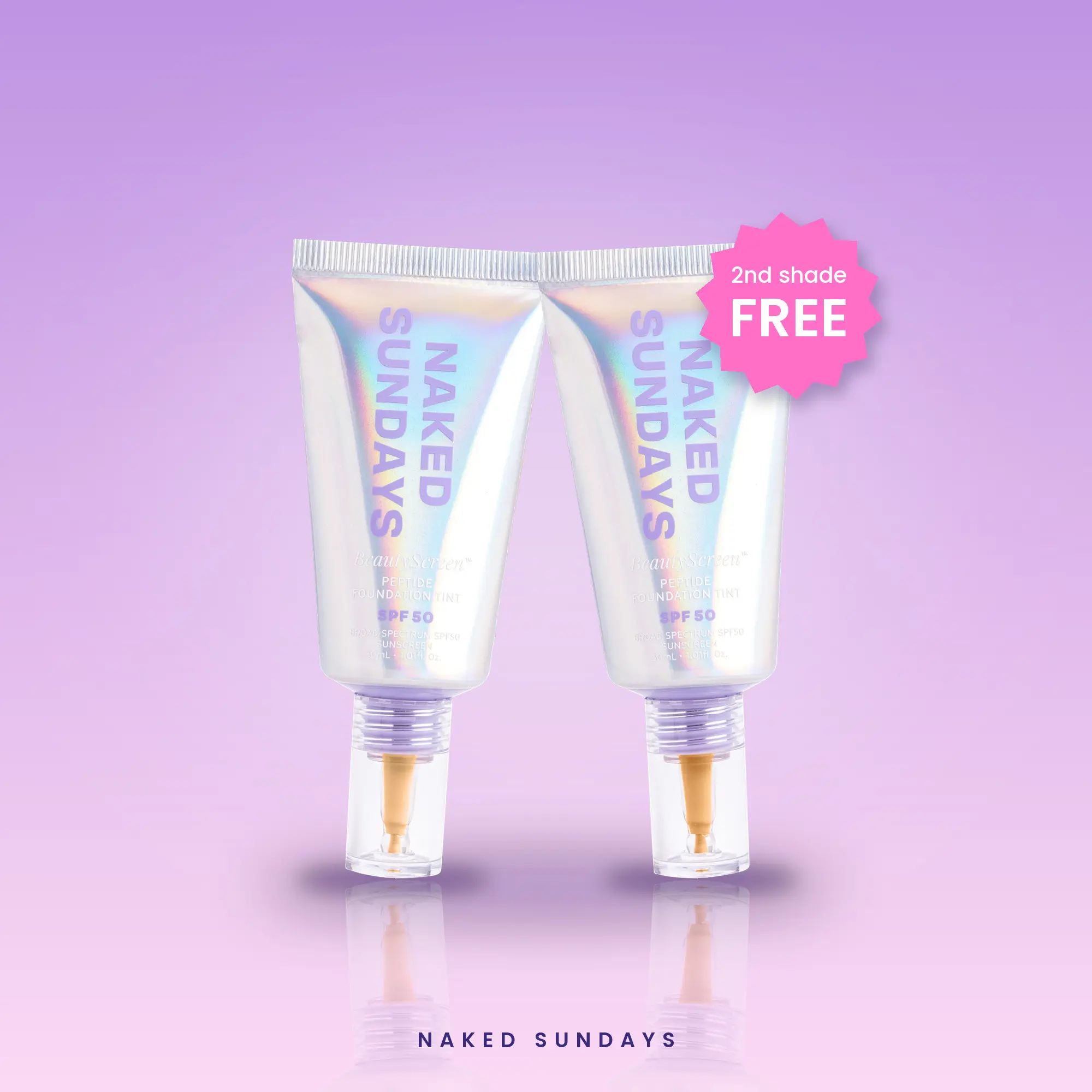 BeautyScreen SPF50 Peptide Tinted Sunscreen Foundation – Buy One, Get One FREE (You Pick 2 Shades!)