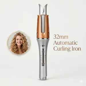 32mm Barrel French Style Electric Hair Curler for Curly Hair & Large Waves, Automatic Dual-Temperature Curling Iron with Free Styling Tools, Fringe Styling Clip Attachment