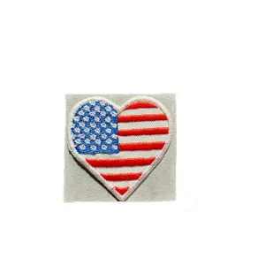American Flag Heart Embroidered Hat Patch