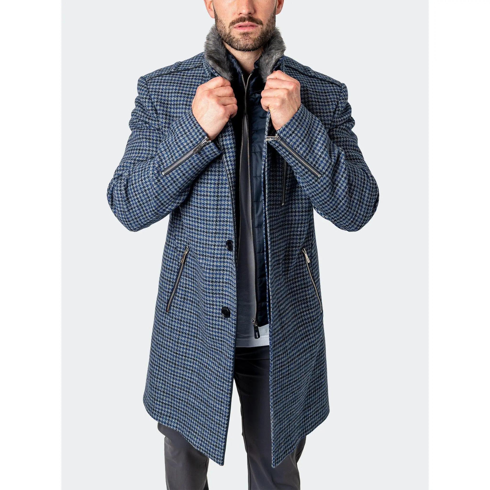 Peacoat Captain Houndstooth Blue