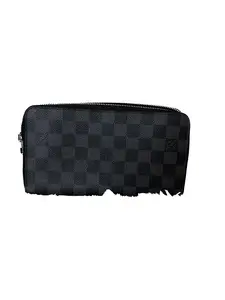 Pre-owned Louis Vuitton Leather Organizer Wallet Damier Graphite Pattern Zippy Organizer Wallet