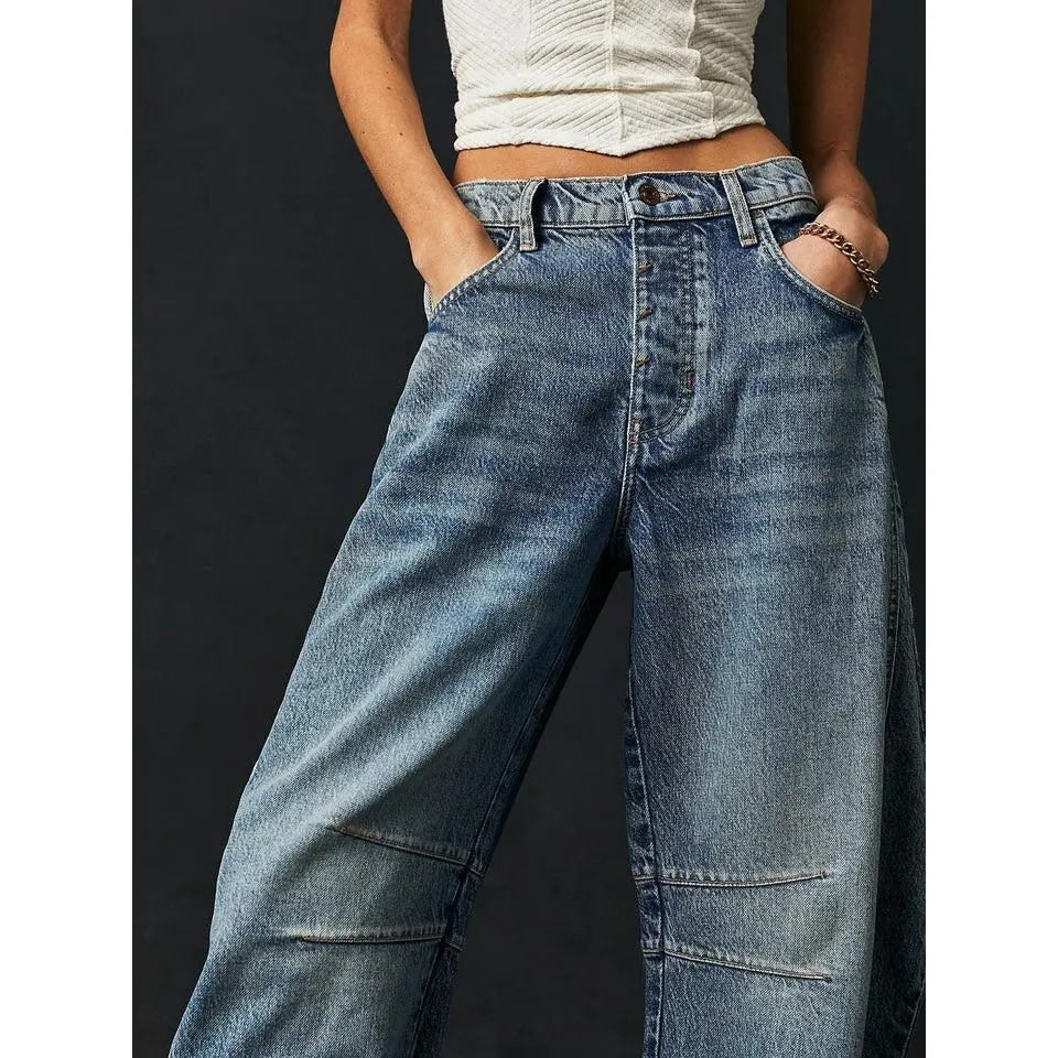 Free People Good Luck Mid Rise Barrel Jeans