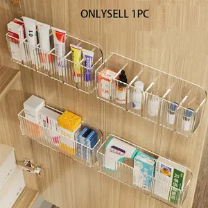 Wall-Mounted Large Capacity Divided Shelf Cabinet Door Medicine Box Storage Box, Multi-Functional Organizer, Home Small Medicine Rack