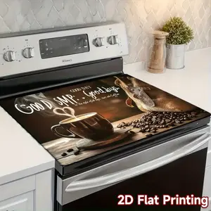 1pc,2D Flat Printing Stove Top Cover Protection Pad Heartwarming Coffee Moment,Stove Protector Mat,for Electric Stoves, Can be cut at will,Non-Slip, Anti-Scratch Protector Pad with Decorative Ideal for Countertops, Counter Protection,Stylish Stove