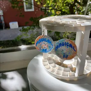 1.7 inch Magical AF Statement Hook Earrings Casual or Elegant pairing for fantastic fantasy accessory for a fun affordable fashion choice! Allow your magic to shine bright & scream loudly that you are a forceful and creative beauty inside & out!