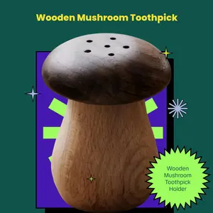 Wooden Mushroom Toothpick Holder:Handmade Charm, Durable Wood, Perfectfor Home & Office, Cute Decorative Gift
