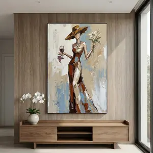 [Sale off up to 40%] [Frame Canvas] Original Confident Woman Oil Painting on Canvas, Hand-Painted Feminist Figurative Wall Art, Large Elegant Independent Female Home Decor