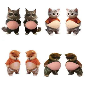 4 Sheets 8 Pieces 3D Dog and Cat Belly Soft Gel Anti-Collision Pads, Decorative Stress Relief Stickers for Phone, Laptop, Fridge, Door Handle