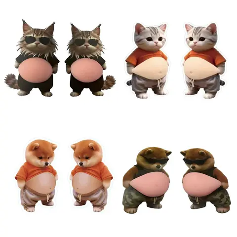 4 Sheets 8 Pieces 3D Dog and Cat Belly Soft Gel Anti-Collision Pads, Decorative Stress Relief Kawaii Stickers for Phone, Laptop, Fridge, Door Handle
