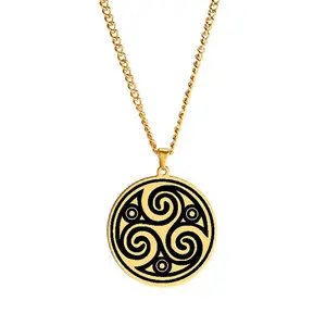 Triskelion Triple Helix Necklace Stainless Steel Sacred Geometry Magic Pendant