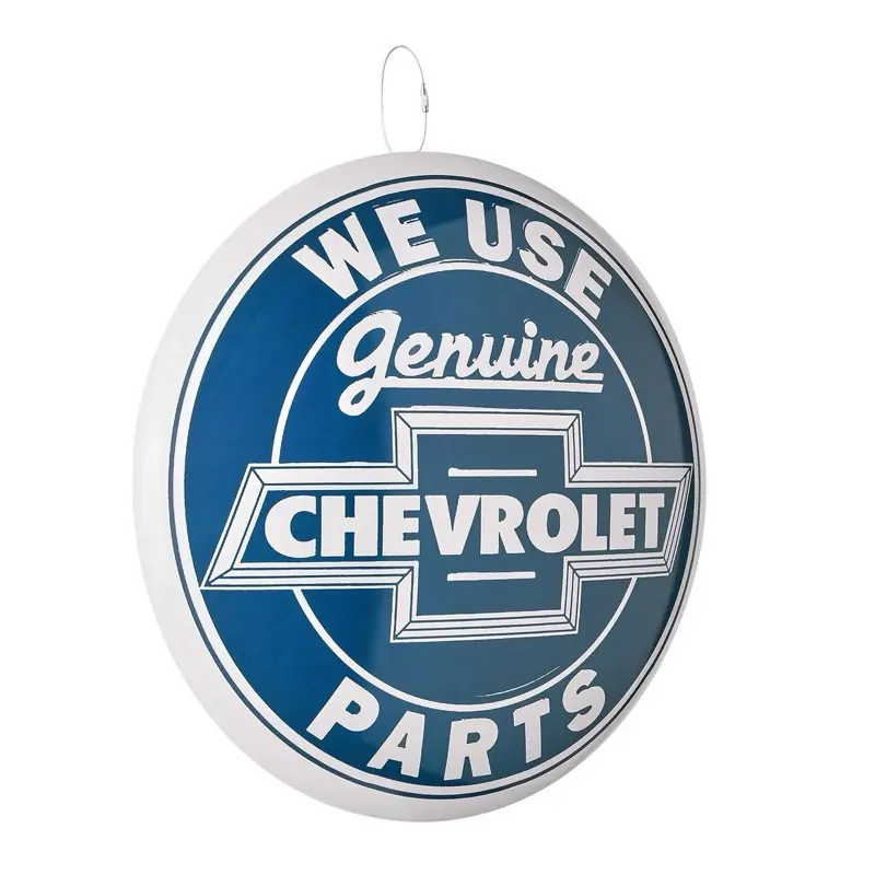 Chevrolet Genuine Parts 15.5x15.5" Dome Shape Round Metal Sign - Lightweight Hanging Home Wall Decor, Light, Gift