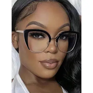 Women's Cat Eye Blue Light Blocking Lens Glasses, Cute Lightweight Clear Frame Eyewear for Daily Indoor Leisure Use