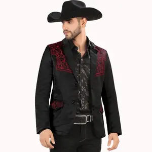 LAMASINi Men's Blazer LAM513 Slim Fit Double Bottom All Season Beige with Embroidered Details for Stylish Outfits