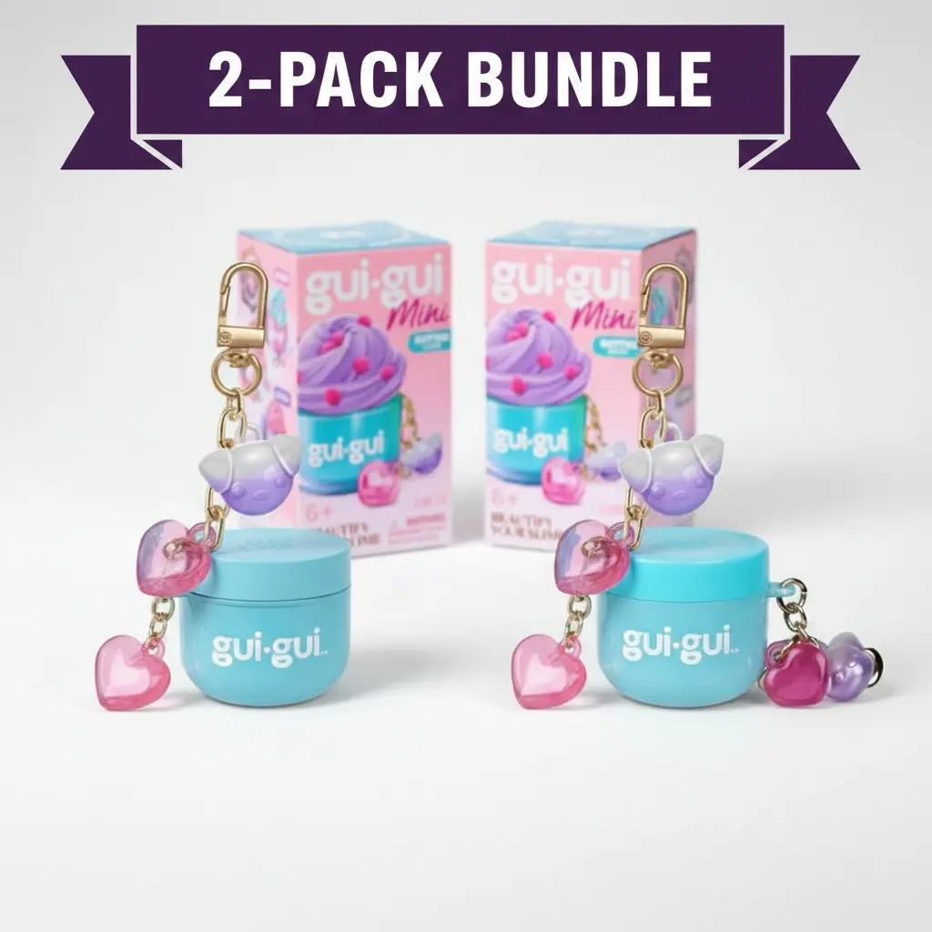Gui Gui Mini Slime Jar Keychain 2-Pack — Portable Slime Fidget Kit, Party Favors | Ages 6+