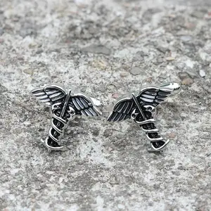 GTHIC Caduceus Brass Bullet Back Cufflinks Fashion Gothic Jewelry Accessories for Men Daily Wear