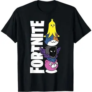 Fortnite Black Classic Fit Crew Neck T-Shirt - Adult Polyester & Cotton Short Sleeve