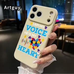 Phone Case for iPhone 17 Pro Max 16 15 Plus Air 14 13 12 11 E Autism Pattern Four-corner Thickened Anti-drop Protective Silicone Cover Gift