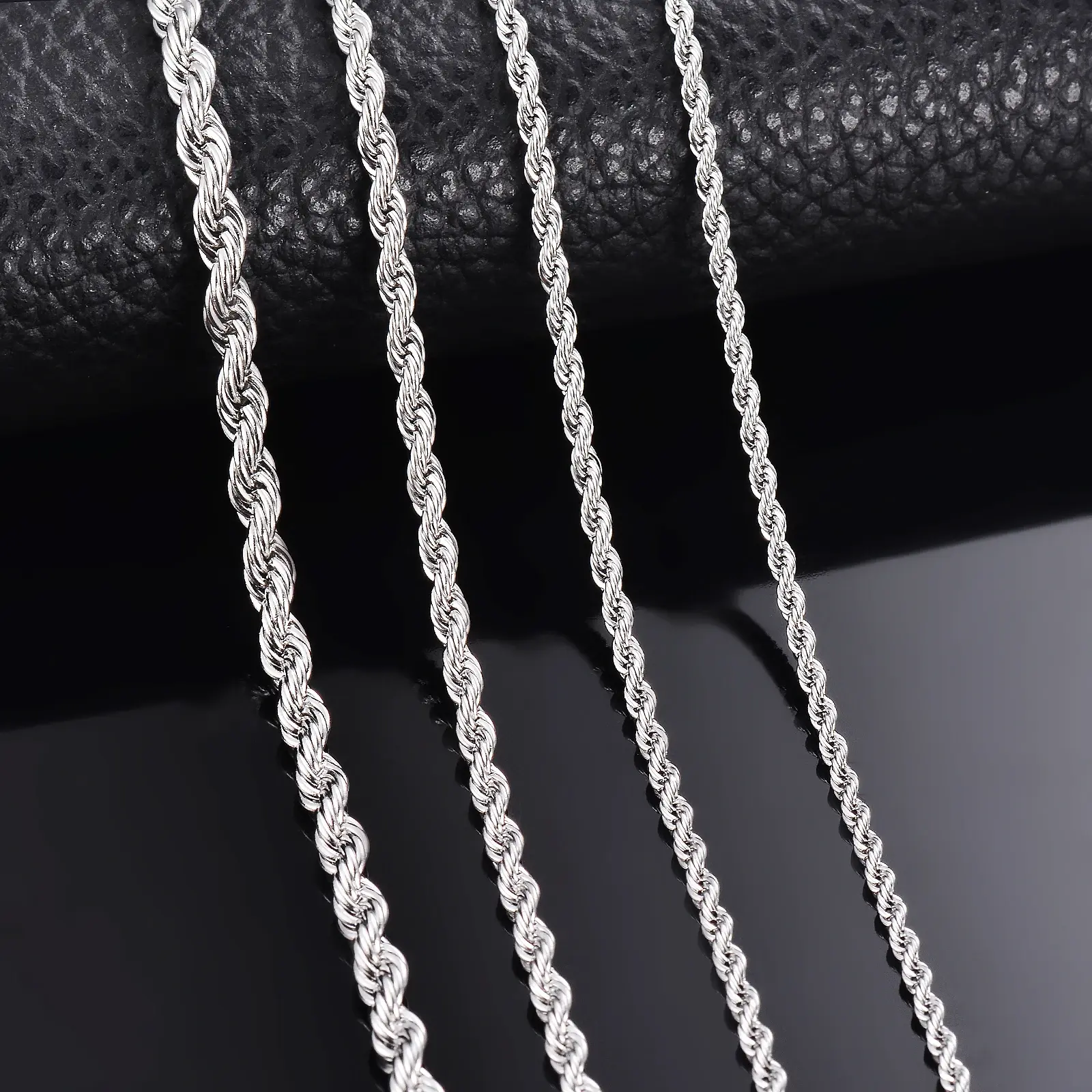 TOP-FASHION - 1 piece 925 sterling silver Width 2mm/3mm/4mm Rope Chain Necklace/Bracelet For Men Women Man Fashion Chain Necklace