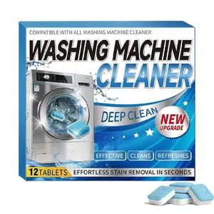 Washing Machine Cleaner Tablets 12&24 Pack ，Deep Cleaning Descaler for Top & Front Load Washers ，Eco-Friendly Odor Eliminator & Grime Remover，Household High-Quality Tablets daily clean