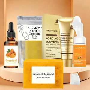 Turmeric 5-Piece Skincare Set  – Includes Turmeric Night Mask Turmeric Soap, Turmeric Cleansing Mousse,Natural Turmeric Facial Oiland Turmeric Tablets. A complete cleansing and skincare kit
