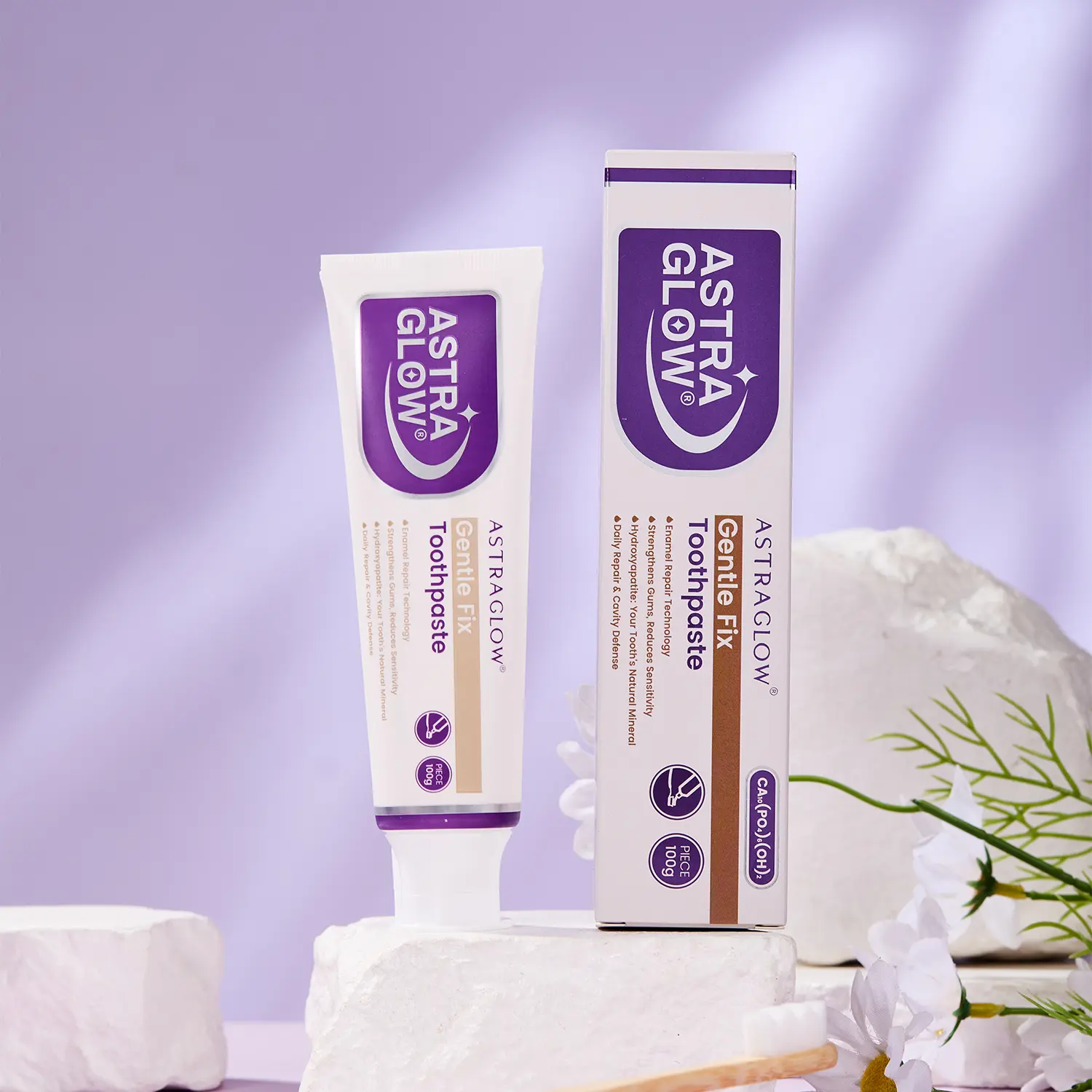 AstraGlow Gentle Fix Toothpaste – with nano hydroxyapatite, fluoride-free, for fresh breath, made with natural ingredients. Helps prevent tooth loss. Contains NHA, which effectively repairs tooth enamel.