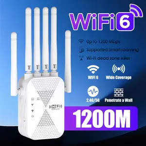 Dual Band WiFi6 Network Adapter Antenna, 1200Mbps 2.4G&5G Wireless WiFi Card, Plug-In Wall Design No Extra Wiring, High Gain Signal Booster Antenna for Desktop PC, Villa & Apartment Remote Room Internet, Streaming & Remote Working Network Extender