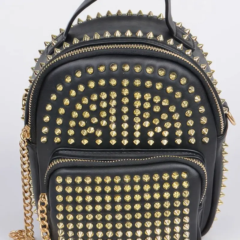Studded Backpack With Chain Zippier