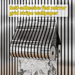 One roll of self-adhesive, thickened, flat mirror-finish striped wallpaper. Easy to install with self-adhesive backing, DIY removable and easy to clean. 15.74 inches x 118.1 inches. Suitable for living room, bedroom, office, and feature wall decoration.